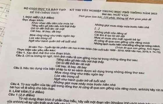 Bộ Giáo dục và Đào tạo lên tiếng về nghi vấn lộ đề thi môn Ngữ văn kì thi tốt nghiệp THPT 2023