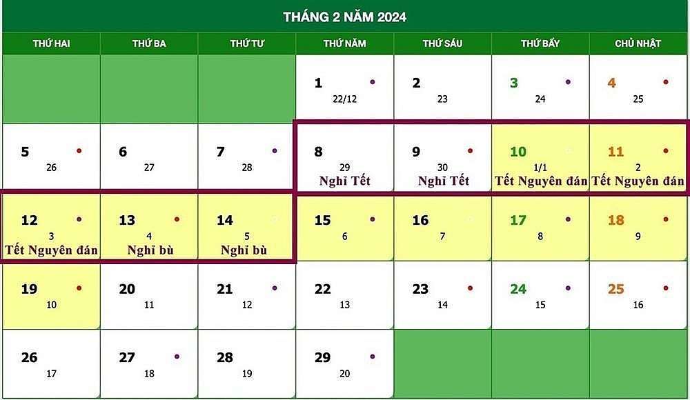 Tết Nguyên đán và Quốc khánh năm 2024 sẽ được nghỉ mấy ngày?