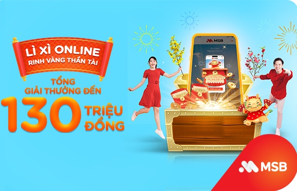 Khuyến mãi khi lì xì online trên ứng dụng MSB mBank