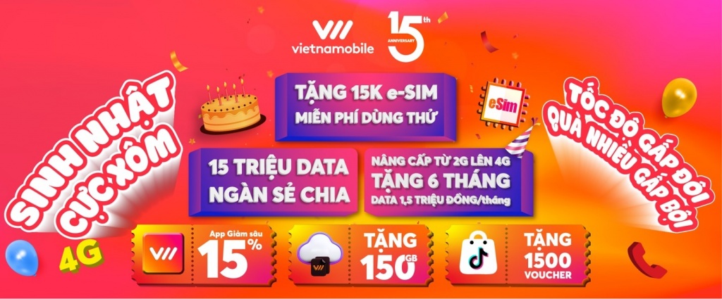 Vietnamobile tặng 15.000 E-sim miễn phí dùng thử 5GB/ngày