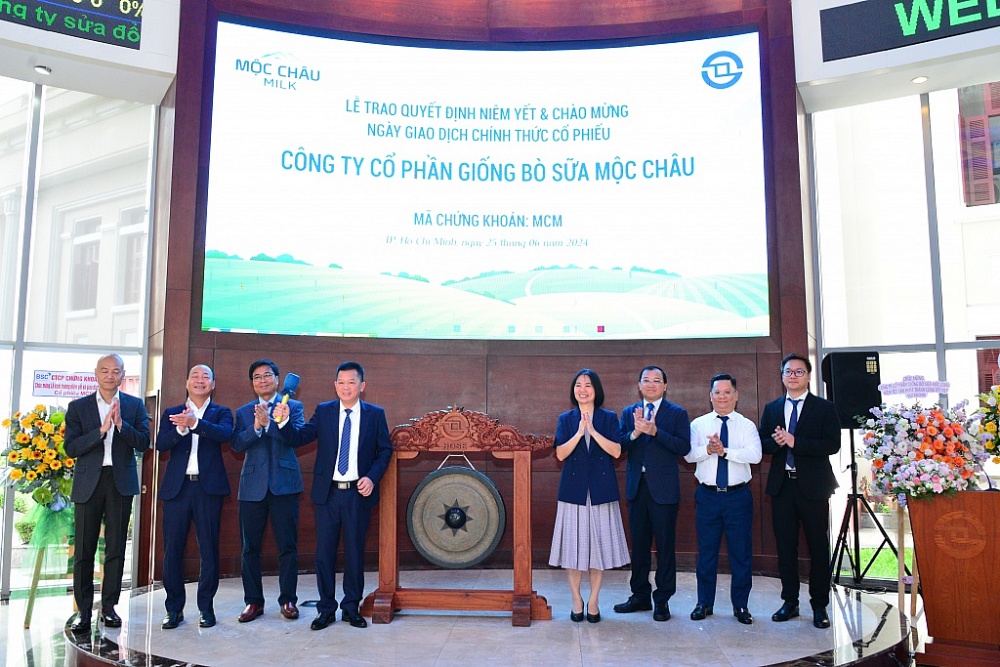 Cổ phiếu Mộc Châu Milk tăng giá 2,8% trong phiên chào sàn HoSE