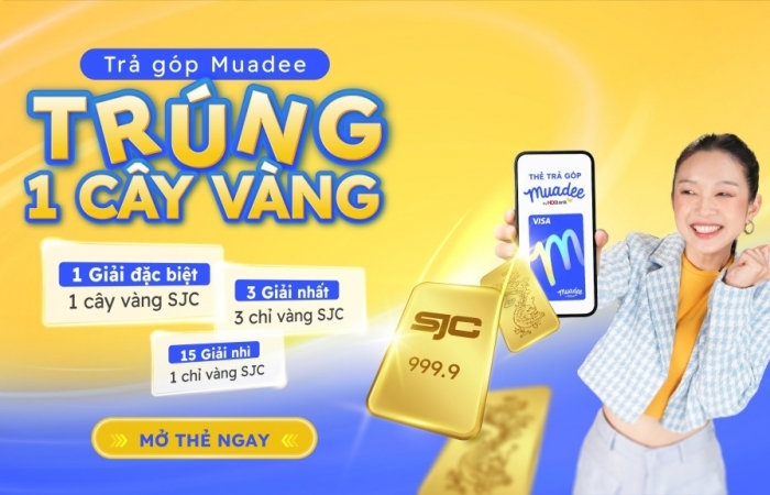 Trả góp dễ dàng, trúng vàng cực đã với thẻ trả góp Muadee by HDBank