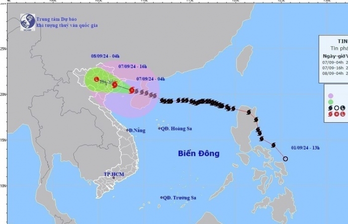 Bão số 3 cách Quảng Ninh-Thái Bình khoảng 150 km về phía Đông Đông Nam