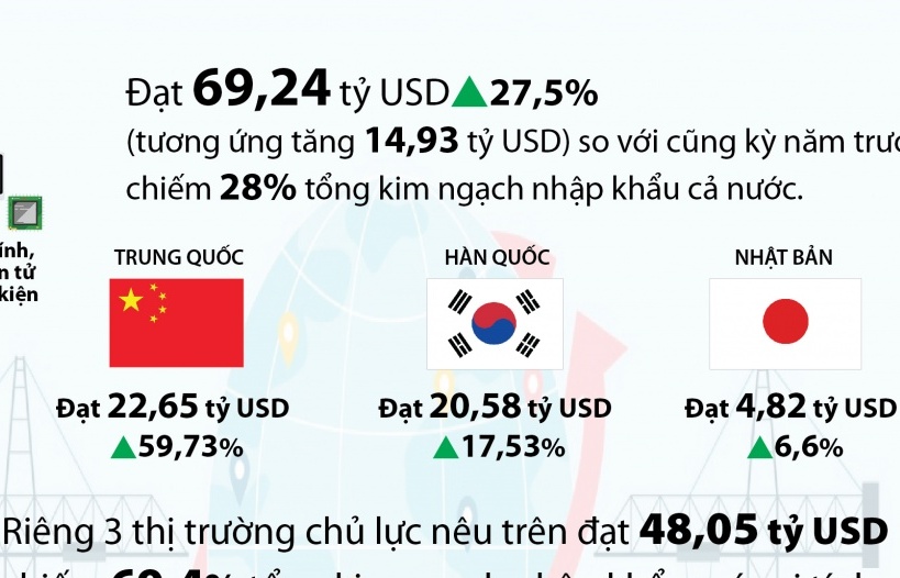 (INFOGRAPHICS) Chi hơn 100 tỷ USD nhập khẩu 2 nhóm hàng