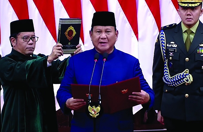 Ông Prabowo Subianto tuyên thệ nhậm chức Tổng thống trước Quốc hội Indonesia.