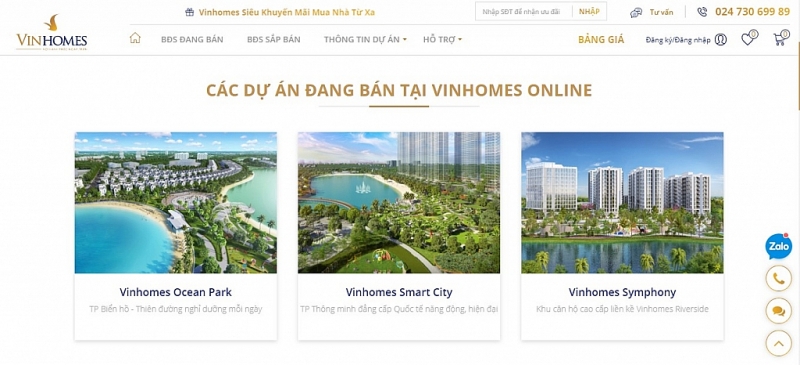 vinhomes ra mat san giao dich bat dong san truc tuyen