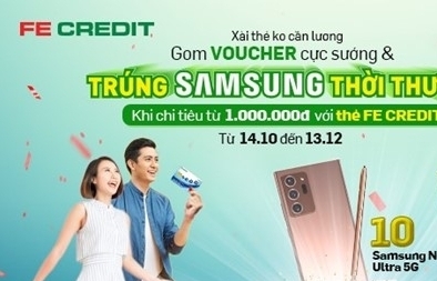 "Xài thẻ không cần lương, gom voucher trúng điện thoại Samsung"