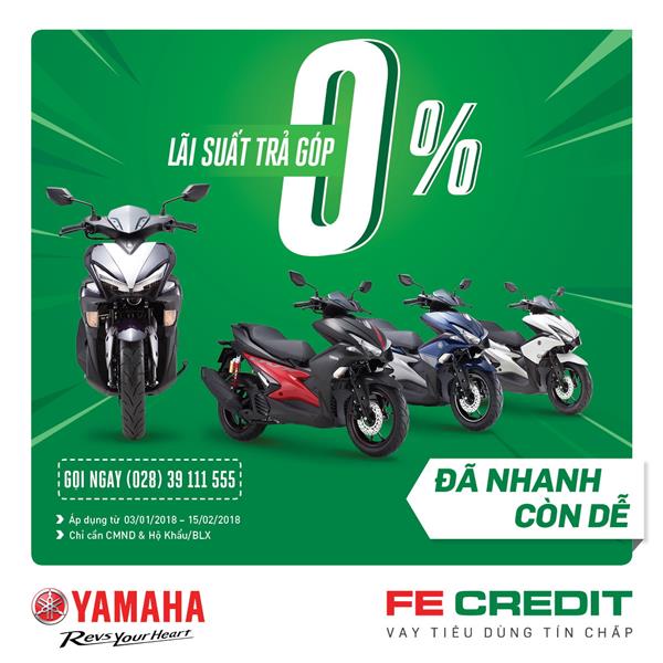 mua xe may yamaha duoc vay von lai suat 0 tu fe credit