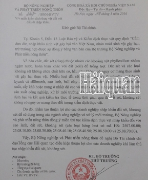 Nhập khẩu đất sét không phải kiểm dịch thực vật