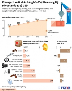 [Infographic] Kim ngạch xuất khẩu hàng hóa sang Mỹ sẽ vượt mốc 40 tỷ USD