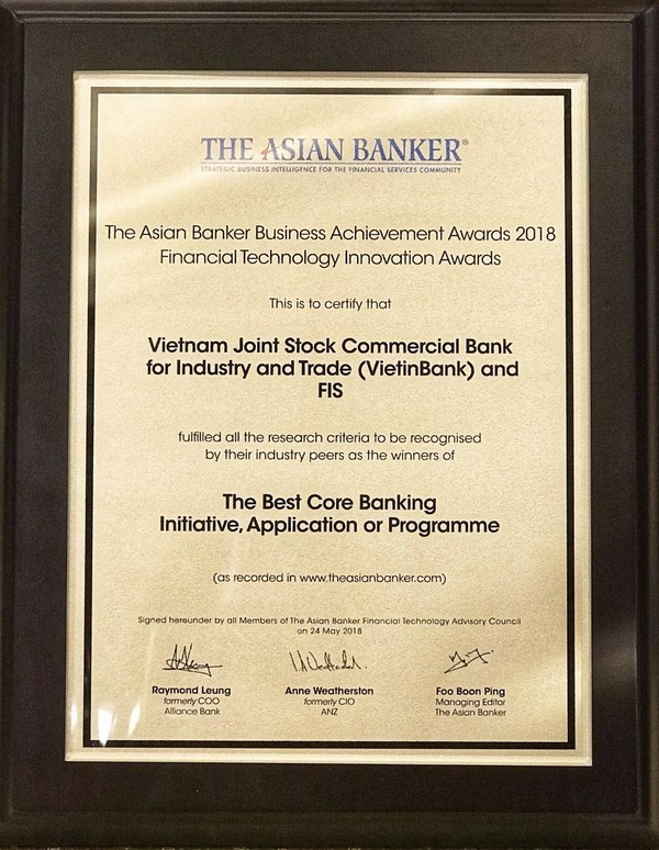 vietinbank nhan cu dup giai thuong uy tin tu the asian banker