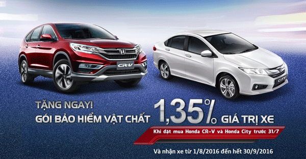 mua honda cr v va honda city duoc tang goi bao hiem vat chat