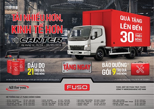 30 trieu dong khuyen mai danh cho khach hang mua fuso canter