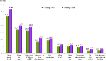 Kim ngạch hàng hoá XNK 8 tháng đạt 312,13 tỷ USD