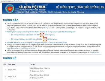 Hệ thống dịch vụ công trực tuyến của hải quan vận hành 24/7