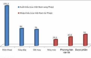 Việt Nam xuất siêu gần 350 triệu USD sang Pháp