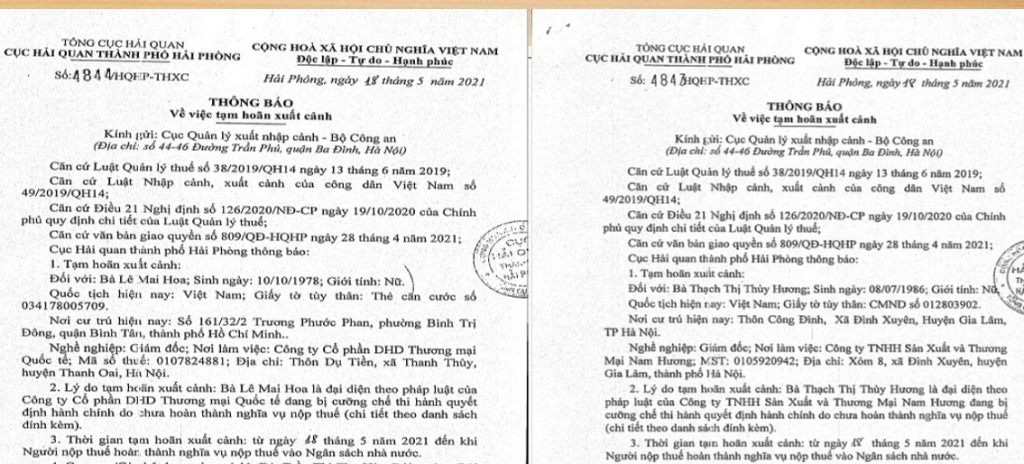 Tạm hoãn xuất cảnh 2 giám đốc của doanh nghiệp nợ thuế hàng trăm triệu và gần 1 tỷ đồng