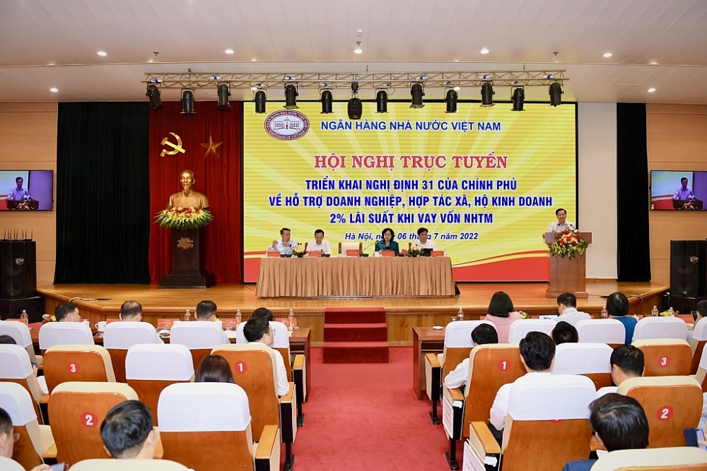 Toàn cảnh hội nghị trực tuyến triển khai Nghị định 31 của Chính phủ về hỗ trợ doanh nghiệp.