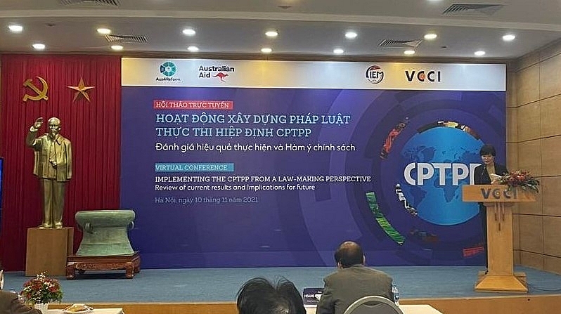 Hội thảo “Hoạt động Xây dựng Pháp luật thực thi CPTPP – Đánh giá hiệu quả thực hiện và Hàm ý chính sách”.