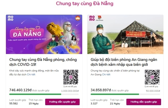 Trên 55.000 lượt quyên góp chống dịch Covid-19 qua Ví MoMo