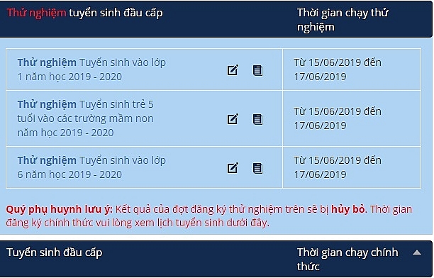 ha noi thu nghiem dang ky tuyen sinh dau cap truc tuyen den ngay 176