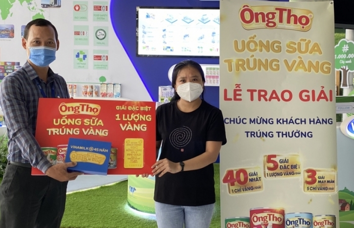 Uống sữa Ông Thọ trúng vàng 9999