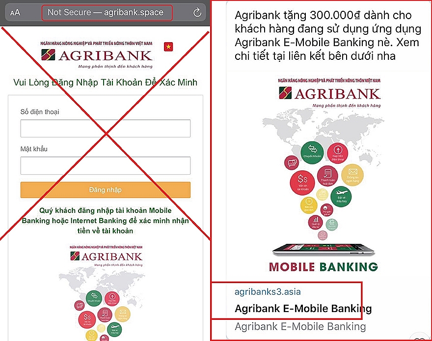 Agribank cảnh báo các trang điện tử giả mạo lừa đảo khách hàng