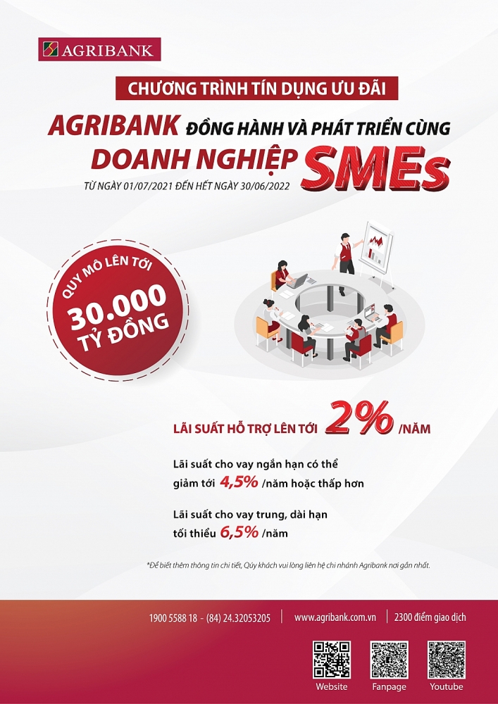 Agribank tiếp tục dành 30.000 tỷ đồng để đồng hành và phát triển cùng doanh nghiệp SMEs