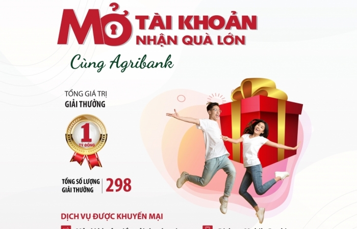 Cùng Agribank mở tài khoản nhận quà lớn