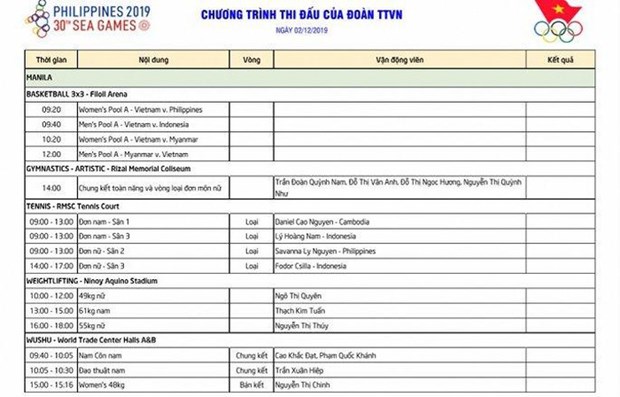 lich thi dau sea games ngay 212 cho con mua vang cho viet nam