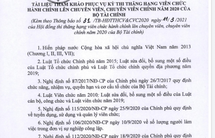 Tổ chức thi thăng hạng viên chức hành chính lên chuyên viên, chuyên viên chính