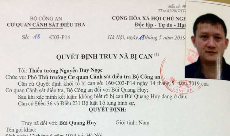 truoc bui quang huy nhung bi can nao tung bo tron va bi truy na