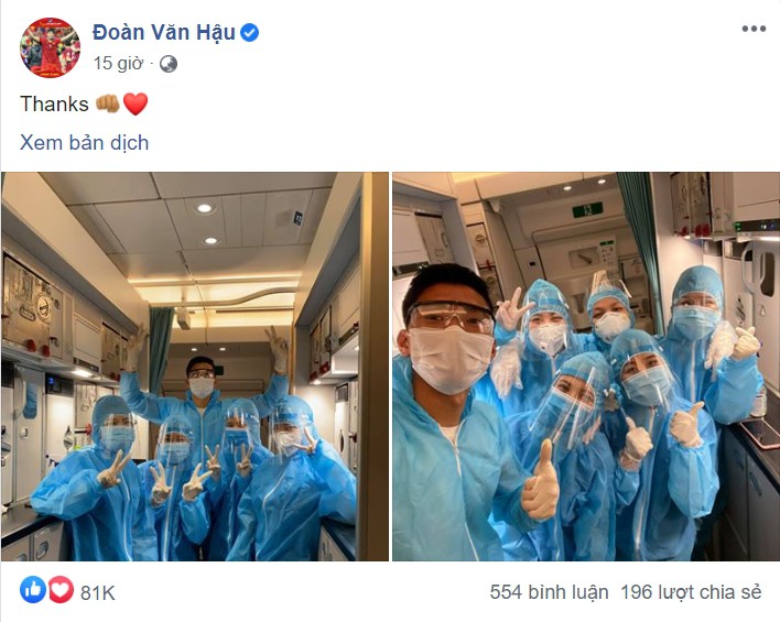 doan van hau gay bao tren mang xa hoi sau khi ve nuoc