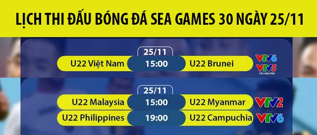 lich thi dau sea games 30 ngay 2511 u22 viet nam ra tran