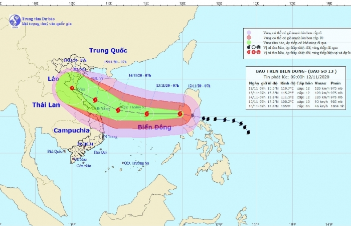 Bão Vamco vào Biển Đông trở thành cơn bão số 13 trong năm