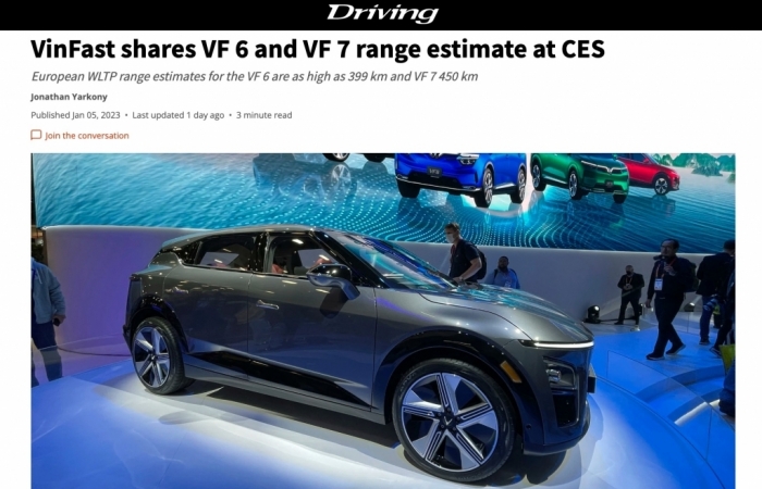 Xe điện VinFast VF 6, VF 7 nhận nhiều lời khen của truyền thông quốc tế tại CES 2023