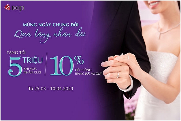 Mừng ngày chung đôi – quà tặng nhân đôi cùng trang sức cưới Doji