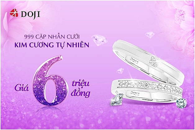 Sở hữu nhẫn cưới kim cương tự nhiên Wedding Land giá 6 triệu đồng