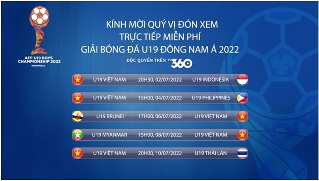 TV360 Viettel đồng sở hữu bản quyền phát sóng AFF U19 Championship 2022