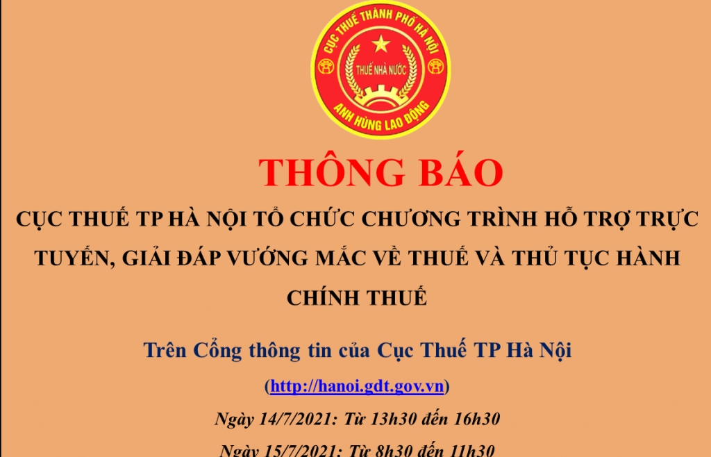 Cục Thuế Hà Nội sẽ giải đáp vướng mắc về thuế trực tuyến trong 2 ngày