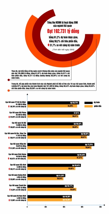 Infographics: 10 đơn vị Hải quan có số thu lớn 6 tháng đầu năm