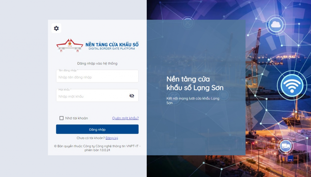 Giao diện nền tảng cửa khẩu số.