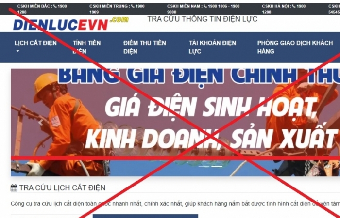 Cảnh báo xuất hiện trang web giả mạo thương hiệu EVN