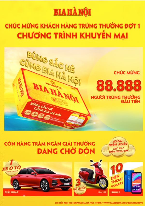 Uống bia Hà Nội, cào thẻ trúng lớn