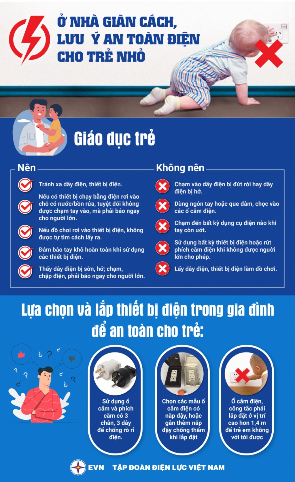 Khuyến cáo cách giữ an toàn điện cho trẻ nhỏ trong mùa dịch