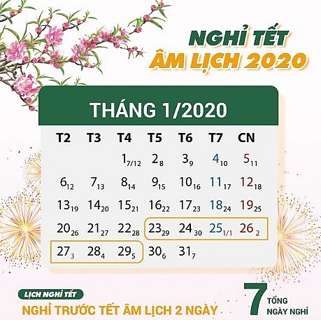 cong bo chinh thuc lich nghi tet am lich 2020