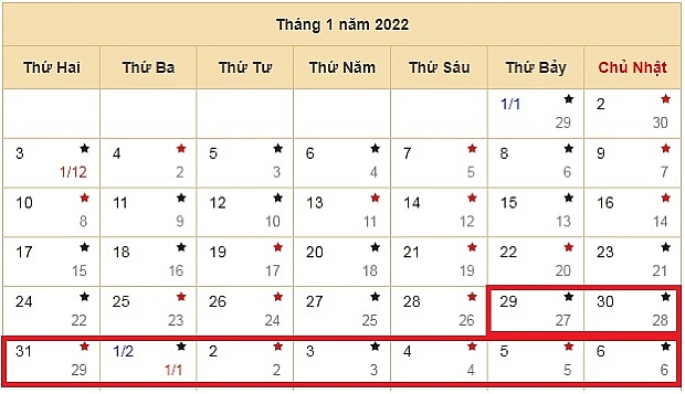 Tết Nguyên đán 2022 sẽ nghỉ 9 ngày ?