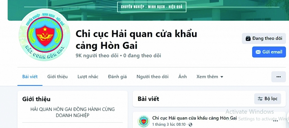 Fanfage của Chi cục Hải quan cửa khẩu cảng Hòn Gai thu hút hơn 9.000 lượt người tham gia. 	Ảnh: Q.H